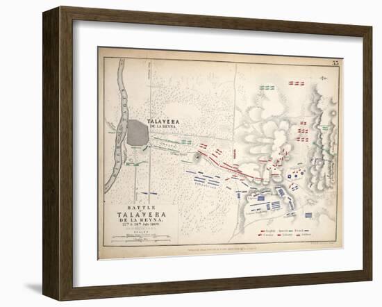 Map of the Battle of Talavera, Published by William Blackwood and Sons, Edinburgh and London, 1848-Alexander Keith Johnston-Framed Giclee Print