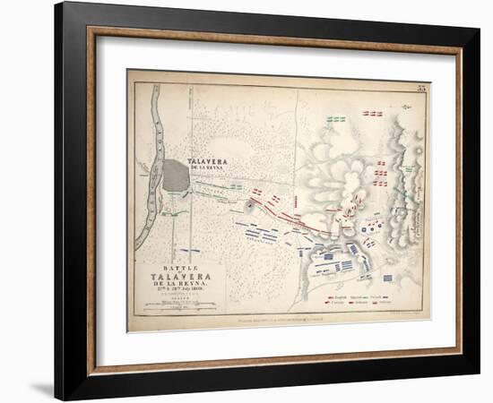 Map of the Battle of Talavera, Published by William Blackwood and Sons, Edinburgh and London, 1848-Alexander Keith Johnston-Framed Giclee Print