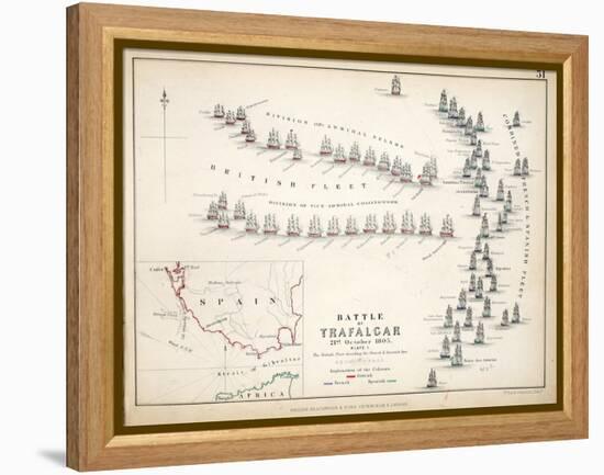 Map of the Battle of Trafalgar, Published by William Blackwood and Sons, Edinburgh and London, 1848-Alexander Keith Johnston-Framed Premier Image Canvas