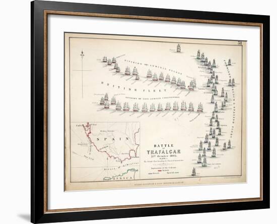 Map of the Battle of Trafalgar, Published by William Blackwood and Sons, Edinburgh and London, 1848-Alexander Keith Johnston-Framed Giclee Print