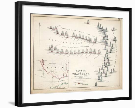 Map of the Battle of Trafalgar, Published by William Blackwood and Sons, Edinburgh and London, 1848-Alexander Keith Johnston-Framed Giclee Print