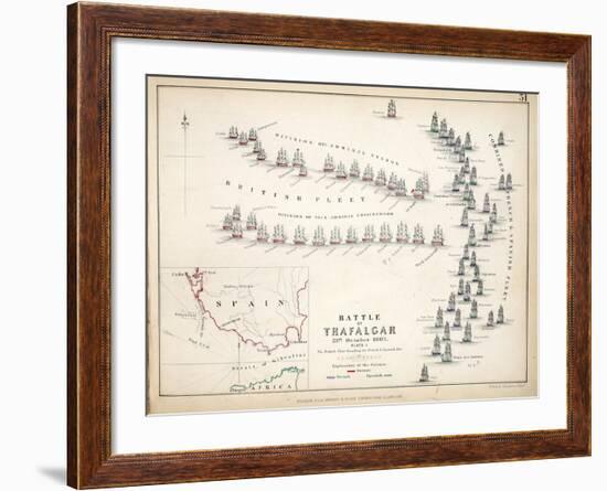 Map of the Battle of Trafalgar, Published by William Blackwood and Sons, Edinburgh and London, 1848-Alexander Keith Johnston-Framed Giclee Print