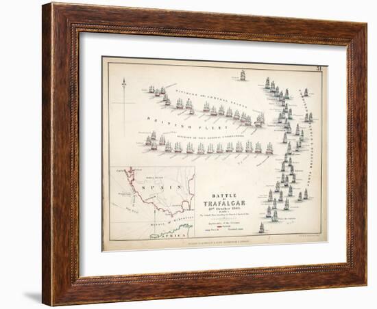 Map of the Battle of Trafalgar, Published by William Blackwood and Sons, Edinburgh and London, 1848-Alexander Keith Johnston-Framed Giclee Print