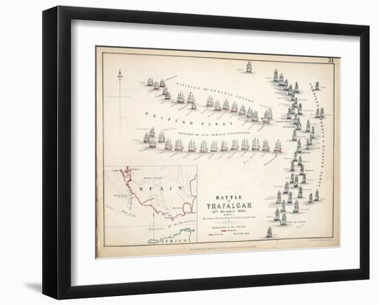 Map of the Battle of Trafalgar, Published by William Blackwood and Sons, Edinburgh and London, 1848-Alexander Keith Johnston-Framed Giclee Print