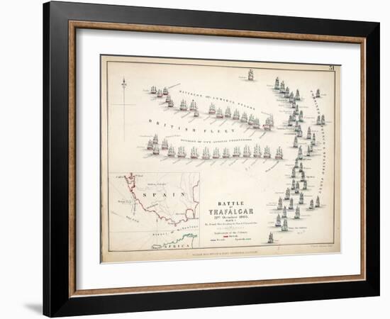 Map of the Battle of Trafalgar, Published by William Blackwood and Sons, Edinburgh and London, 1848-Alexander Keith Johnston-Framed Giclee Print