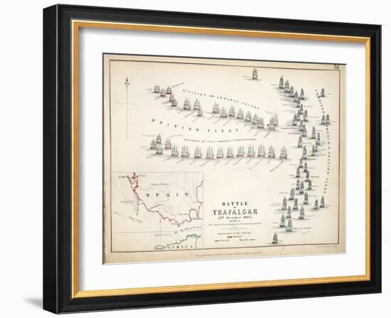 Map of the Battle of Trafalgar, Published by William Blackwood and Sons, Edinburgh and London, 1848-Alexander Keith Johnston-Framed Giclee Print