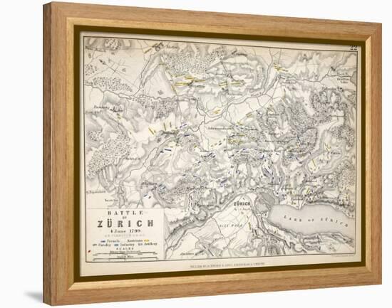 Map of the Battle of Zurich, Published by William Blackwood and Sons, Edinburgh and London, 1848-Alexander Keith Johnston-Framed Premier Image Canvas