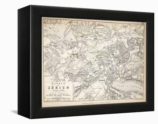 Map of the Battle of Zurich, Published by William Blackwood and Sons, Edinburgh and London, 1848-Alexander Keith Johnston-Framed Premier Image Canvas
