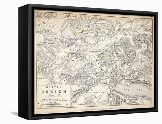 Map of the Battle of Zurich, Published by William Blackwood and Sons, Edinburgh and London, 1848-Alexander Keith Johnston-Framed Premier Image Canvas