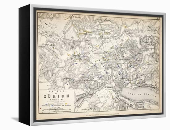 Map of the Battle of Zurich, Published by William Blackwood and Sons, Edinburgh and London, 1848-Alexander Keith Johnston-Framed Premier Image Canvas