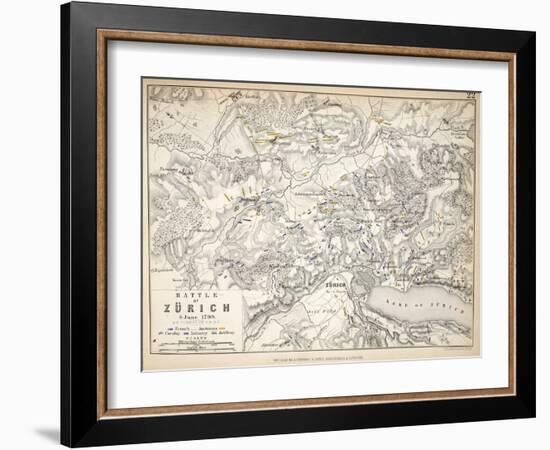Map of the Battle of Zurich, Published by William Blackwood and Sons, Edinburgh and London, 1848-Alexander Keith Johnston-Framed Giclee Print