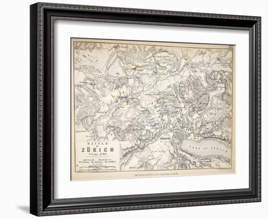 Map of the Battle of Zurich, Published by William Blackwood and Sons, Edinburgh and London, 1848-Alexander Keith Johnston-Framed Giclee Print