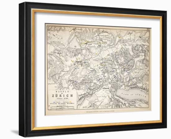 Map of the Battle of Zurich, Published by William Blackwood and Sons, Edinburgh and London, 1848-Alexander Keith Johnston-Framed Giclee Print