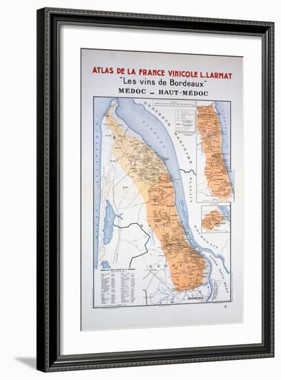 Map of the Bordeaux Region: Medoc and Haut-Medoc-null-Framed Giclee Print