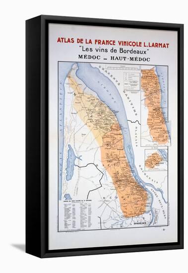 Map of the Bordeaux Region: Medoc and Haut-Medoc-null-Framed Premier Image Canvas