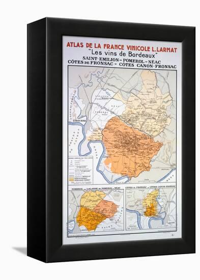 Map of the Bordeaux Region: Saint Emillion-null-Framed Premier Image Canvas
