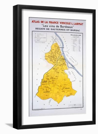 Map of the Bordeaux Region: Sauternes and Barsac-null-Framed Giclee Print