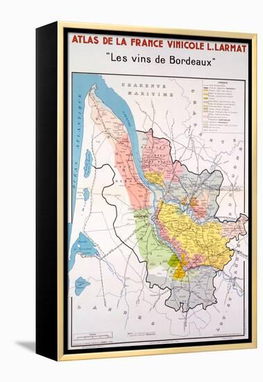 Map of the Bordeaux Region-null-Framed Premier Image Canvas