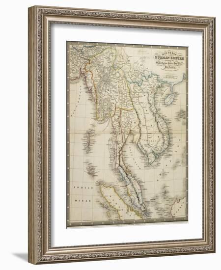 Map of the Burman Empire Including also Siam, Cochin China, Tonking and Malaya-James Wyld-Framed Giclee Print