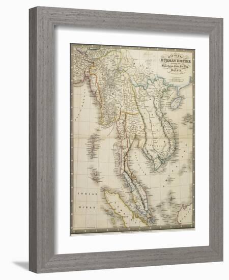 Map of the Burman Empire Including also Siam, Cochin China, Tonking and Malaya-James Wyld-Framed Giclee Print