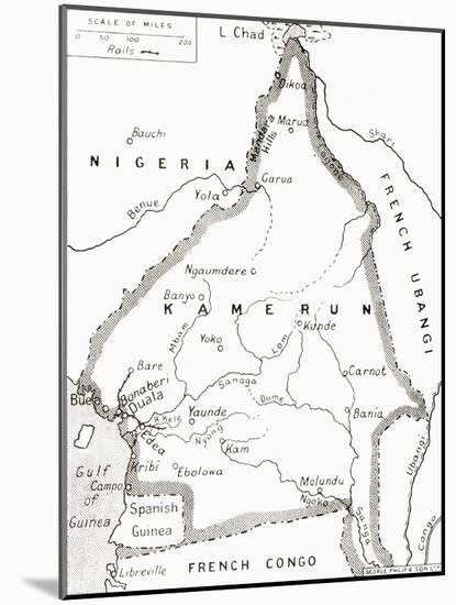 Map of the Cameroons - Scene of One of Britain's Campaigns During World War I-null-Mounted Giclee Print