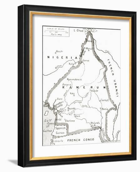 Map of the Cameroons - Scene of One of Britain's Campaigns During World War I-null-Framed Giclee Print