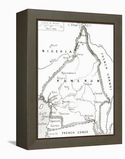 Map of the Cameroons - Scene of One of Britain's Campaigns During World War I-null-Framed Premier Image Canvas