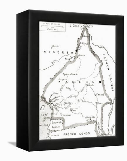 Map of the Cameroons - Scene of One of Britain's Campaigns During World War I-null-Framed Premier Image Canvas