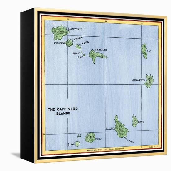 Map of the Cape Verde Islands in the Atlantic-null-Framed Premier Image Canvas