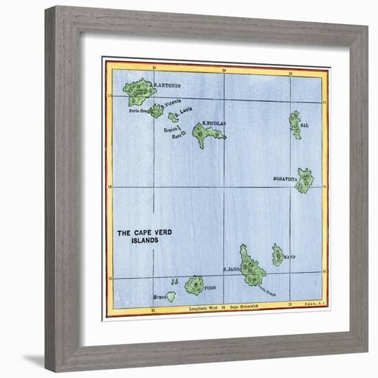 Map of the Cape Verde Islands in the Atlantic-null-Framed Giclee Print