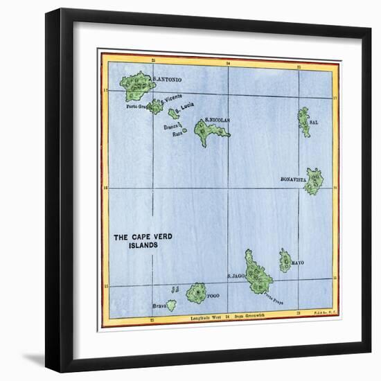 Map of the Cape Verde Islands in the Atlantic-null-Framed Giclee Print