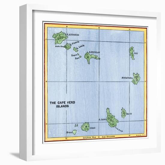 Map of the Cape Verde Islands in the Atlantic-null-Framed Giclee Print