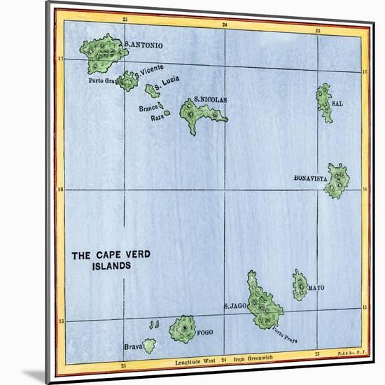 Map of the Cape Verde Islands in the Atlantic-null-Mounted Giclee Print