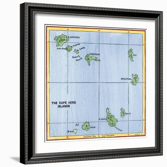 Map of the Cape Verde Islands in the Atlantic-null-Framed Giclee Print