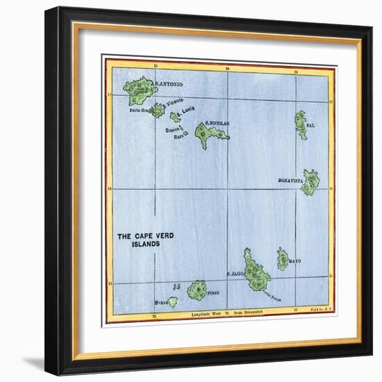 Map of the Cape Verde Islands in the Atlantic-null-Framed Giclee Print