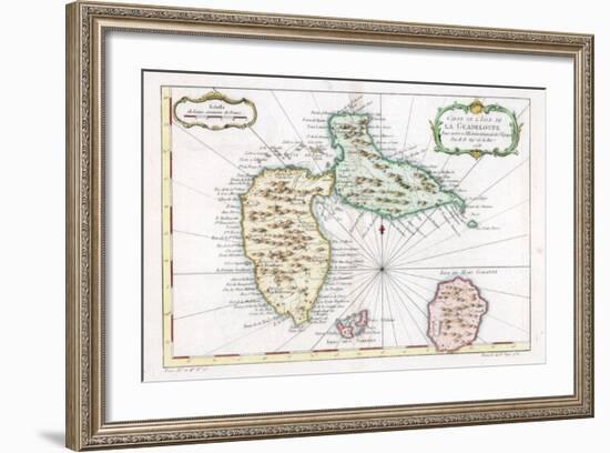 Map of the Caribbean Island of Guadeloupe, C1764-null-Framed Giclee Print