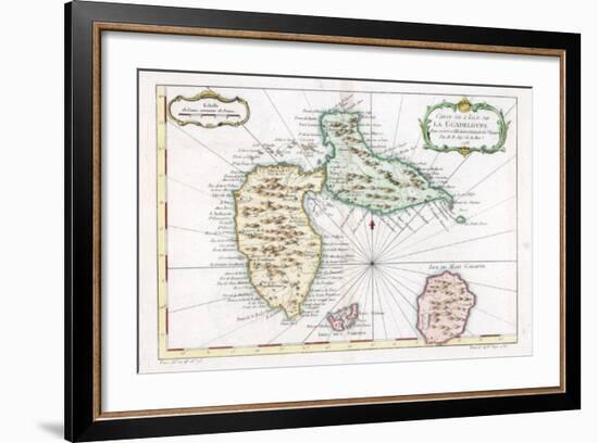 Map of the Caribbean Island of Guadeloupe, C1764-null-Framed Giclee Print