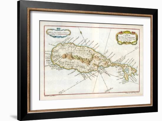 Map of the Caribbean Island of St Christopher, C1764-null-Framed Giclee Print