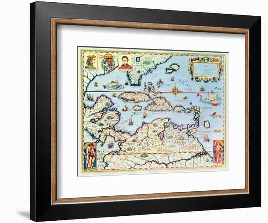 Map of the Caribbean Islands and the American State of Florida-Theodor de Bry-Framed Giclee Print