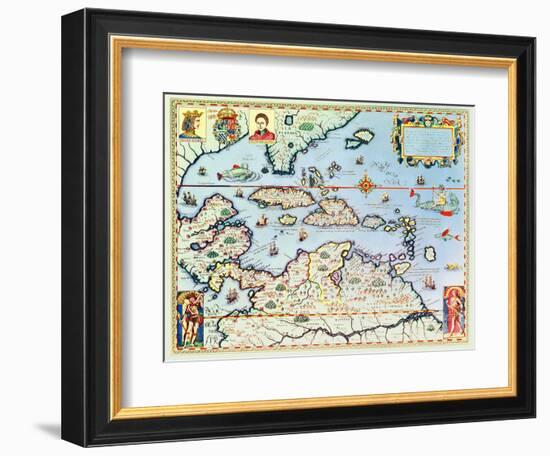 Map of the Caribbean Islands and the American State of Florida-Theodor de Bry-Framed Giclee Print