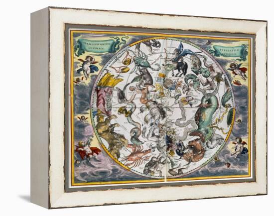 Map of the celestial Southern Hemisphere, 1660-1661-Andreas Cellarius-Framed Premier Image Canvas