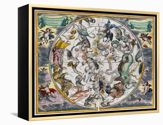 Map of the celestial Southern Hemisphere, 1660-1661-Andreas Cellarius-Framed Premier Image Canvas