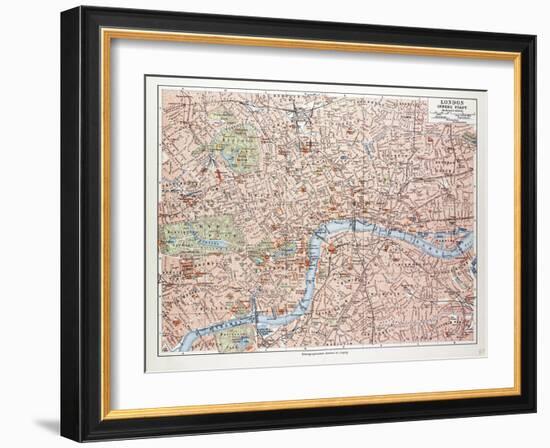 Map of the Centre of London Great Britain 1899-null-Framed Giclee Print