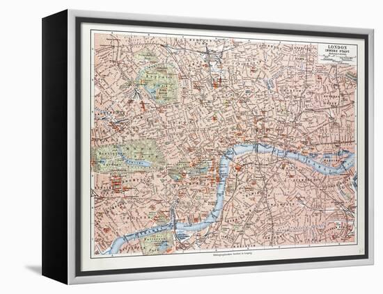 Map of the Centre of London Great Britain 1899-null-Framed Premier Image Canvas