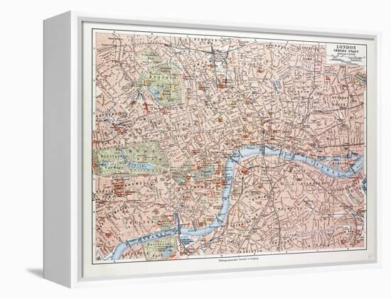 Map of the Centre of London Great Britain 1899-null-Framed Premier Image Canvas