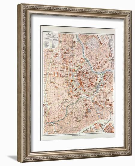 Map of the Centre of Vienna Austria 1899-null-Framed Giclee Print