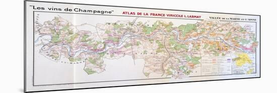 Map of the Champagne Region: Valley of the Marne and L'Aisne-null-Mounted Giclee Print