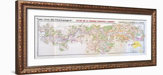 Map of the Champagne Region: Valley of the Marne and L'Aisne-null-Framed Giclee Print