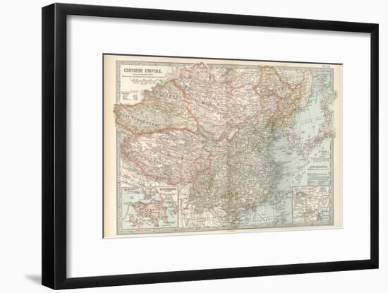 Map of the Chinese Empire (China). Insets of Hong Kong (British), and Peking (Beijing)-Encyclopaedia Britannica-Framed Art Print