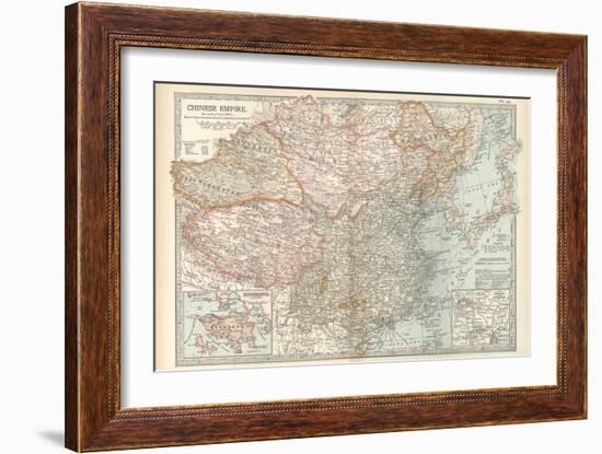 Map of the Chinese Empire (China). Insets of Hong Kong (British), and Peking (Beijing)-Encyclopaedia Britannica-Framed Art Print